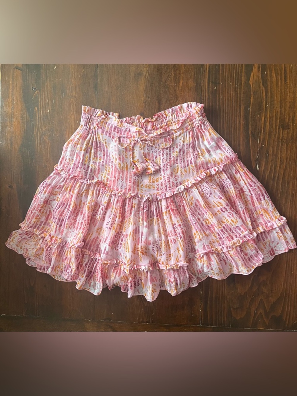 Poupette St. Barth Triny Mixed Print Smocked Mini Skirt Size S Flirty Coquette